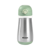 BEABA กระติกน้ำสแตนเลสแบบยกดื่ม Stainless Steel Spout Bottle 350 ml -  Frosty Green