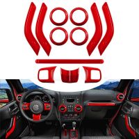 【CW】 Interior Trim Steering amp;Console Air Outlet Trim Door Handle Cover forWrangler JK JKU 2011-2017 Red