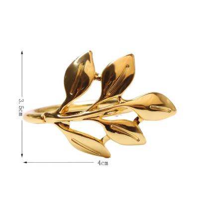 12Pcs โต๊ะรับประทานอาหารผู้ถือผ้าเช็ดปาก Party Supplies Golden Leaf แหวนผ้าเช็ดปากงานแต่งงานตกแต่งแฟชั่น Maple Fast Food