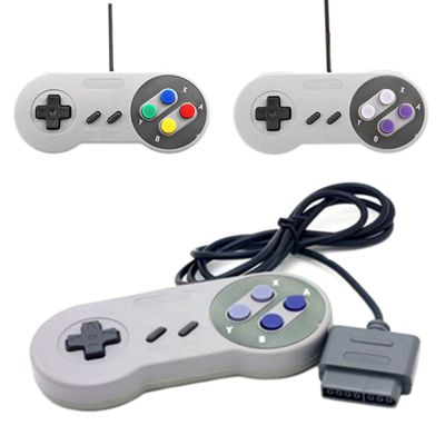 คุณภาพสูง Gamepad สำหรับ SNES สำหรับ SFC เครื่องเล่นวิดีโอเกมตัวควบคุมปุ่มสีสีเทา16บิตสำหรับซูเปอร์คอนโซลเกม Nintendo