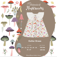 Heart to Heart Baby Collar Dress - เดรสเด็กผู้หญิงพิมพ์ลาย Mushroom ปกระบาย