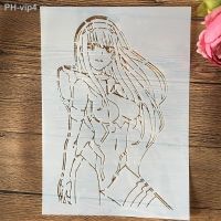 A4 29cm Anime Zero Two Darling In The FranXX DIY Layering Stencils Painting Scrapbook Coloring Emboss Album Decor Template