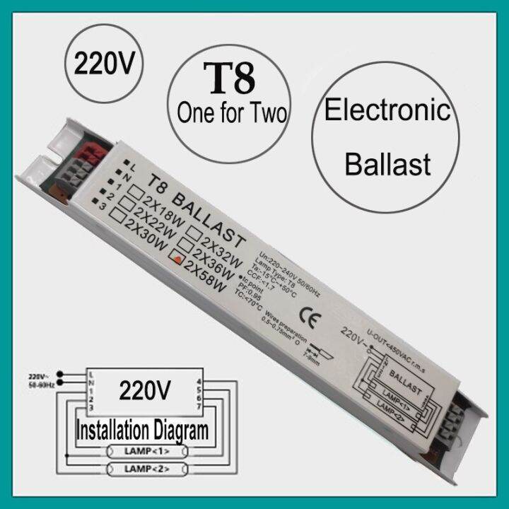1X 220240V AC 2X18w 2X36w 2X58w Breadth Working T8 Electronic Ballast