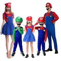 Mari Bros Costume for Boy Luigi Costumes Adult Men Halloween Costume Cosplay for Women Girl Super Mari Clothes Children Clothing