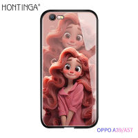 Hontinga เคสสำหรับ OPPO A12 A12e A12s A15 A16 A16E A16K A16S A17 A17K A57 A31การ์ตูนน่ารัก A33 A36กระจกเทมเปอร์ A37 A5เคสโทรศัพท์ A54 A39เคสแข็งแบบชุดเจ้าหญิงเคสหลังแบบแข็ง