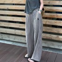 Striped Wide Leg Pants for Womens New Summer Breathable Thin Pants American Style Trendy Straight Tube Fashion Casual Mop Feeling