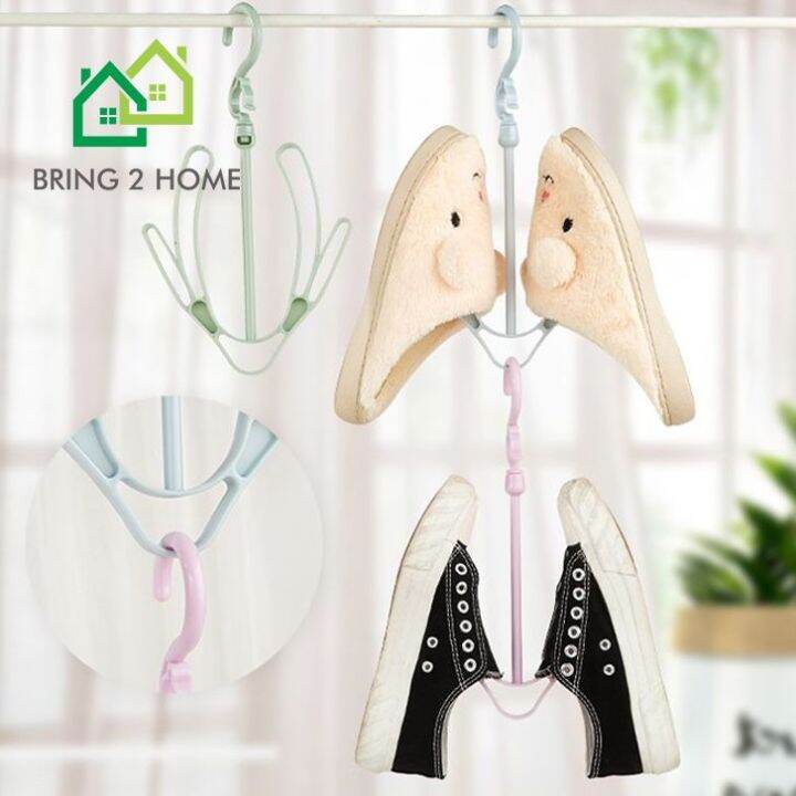 bring2home-ไม้แขวนรองเท้า-ไม้ตากรองเท้า-หัวเกี่ยวหมุนได้-360องศา-สีพาสเทล-สินค้าพร้อมส่ง