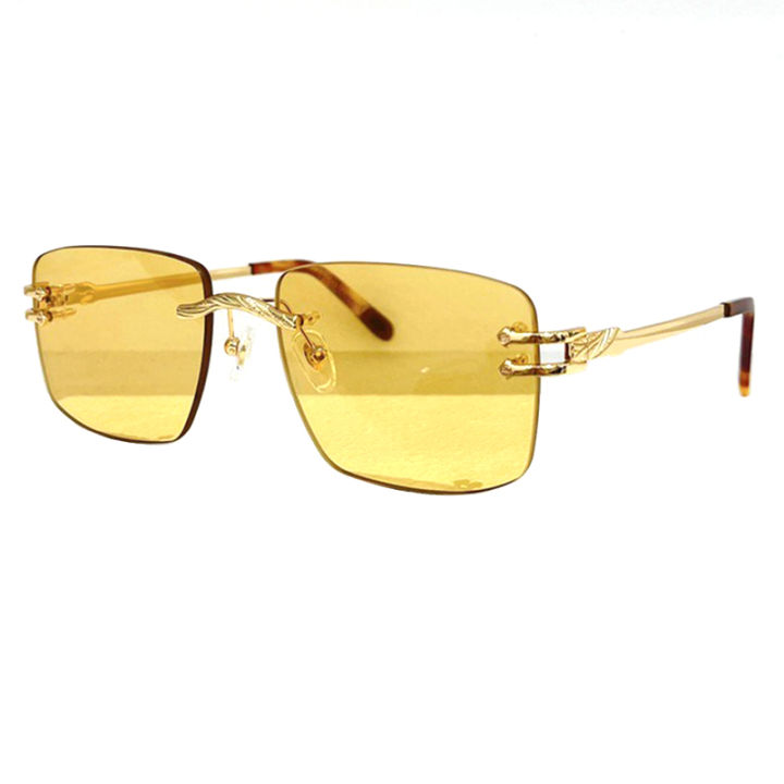 ไม่มีขอบแว่นกันแดดสำหรับผู้ชายแฟชั่นแว่นตาเสื้อผ้าแบรนด์อาทิตย์แว่นตาโลหะผสม-drving-กลางแจ้งแว่นตา