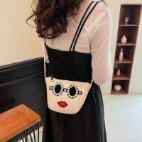 Fashionable All-Match Pearl Embellished Shoulder Bag High-End Sense Glasses Unique Design Female Bag Trendy Travel Funny Messenger Bag Female 【AUG】