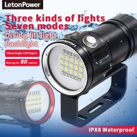 Professional Underwater 27 LED Photography Light Highlight Lamp 20000Lumens Diving Flashlight 100M Waterproof Video Camera torch Rechargeable  Flashli