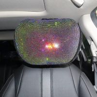 Car Neck Pillow Crystal Diamond Auto Headrest Pillow Seat Soft Pillow Rhinestone Bling Car Accessories Interior for Woman Girls