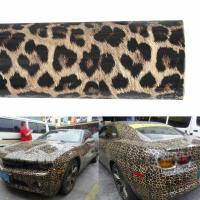 Leopard Print Texture Car Vinyl Wrap Sticker Sheet Decals Air Release Films with Bubble Free Channel Cleaning Tools