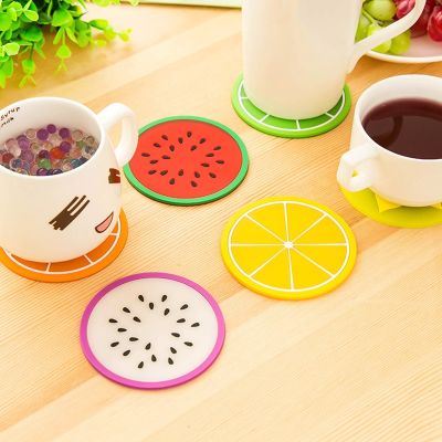 【CW】 Hot Selling Round Coaster Color Jelly Fruit Anti-scalding Silicone Non-slip Insulation