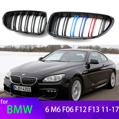 1คู่ M สีสีดำเงารถกันชนหน้าไตย่างตะแกรงสำหรับ BMW 6 Series F06 F12 F13 2012-2017