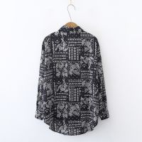 Spring and autumn new style Korean retro temperament long-sleeved casual printed shirt women