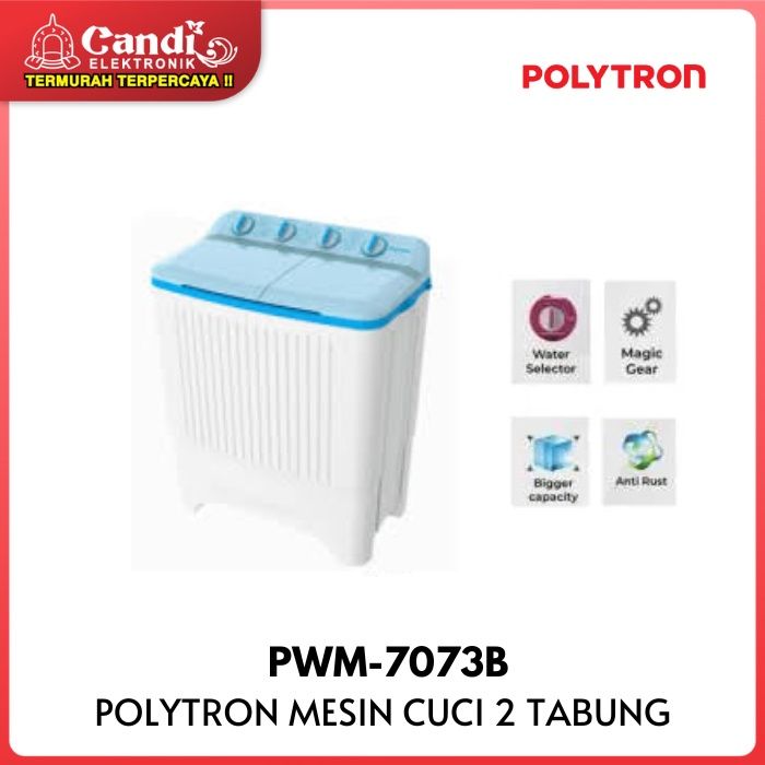 POLYTRON Mesin Cuci 2 Tabung Kapasitas 7 Kg PWM-7073B | Lazada Indonesia