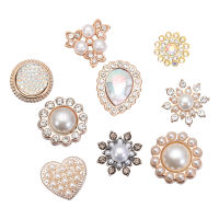 10 pcs DIY Rhinestone เกล็ดหิมะปุ่มดอกไม้ Flatback ชุบ Hairpin อุปกรณ์เสริมหัวเข็มขัด Flatback เย็บเสื้อผ้าหัตถกรรม-Mengzone