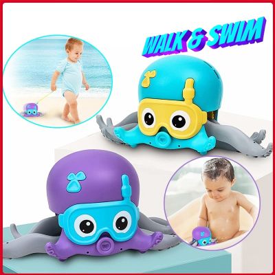 Early Learning Interactive Octopus Squid Bath Toy Mainan Baby Kids Amphibious Crawling Floating Octopus Toys Educational Toys for Baby Boys Girls
