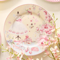 WSHYUFEI Pastoral Bone China Dishes And Plates Porcelain Cake Dish Pastry Fruit Tray Ceramic Tableware Steak Dinner Plate