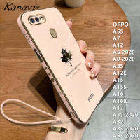 Kanavi เคสโทรศัพท์สำหรับ OPPO A7 A5S A12 A5 A9 2020 A3S A12E A15 A15S A16 A16K A17 A31 A32 2020 A33 A53 2020ชุบโลหะด้วยไฟฟ้าหรูหราฝาครอบซิลิโคนเนื้อนิ่มชุบโครเมียมแฟชั่นสายคล้อง