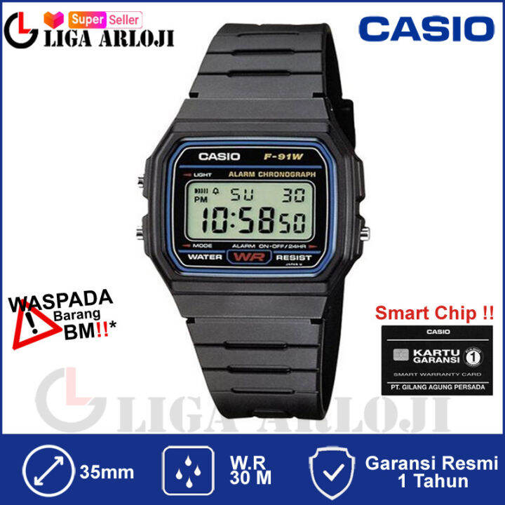 CASIO F91W1DG Digital Alarm Chronograph Dual Time Jam