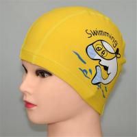 【CW】PU Waterproof Fabric Swimming Caps Cute Cartoon Children Swimming Caps Custom Printing LOGO Summer Water Sport Protect Ears Hat