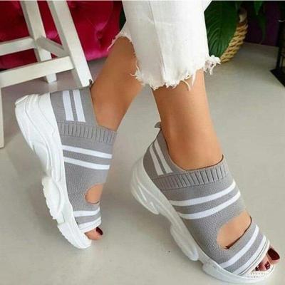 2021 Womens Sandals Summer Open Toe Wedge Platform Lady Shoes Comfortable Outdoor Knitting Lightweight Sneakers Sandal Big Size