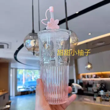 1pc Plastic Double Layer Insulated Large Capacity Gradient Mermaid Scale  Pattern Tumbler With Straw