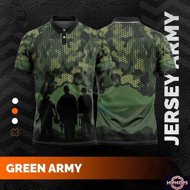 Camouflage Jersey Full Printing GREEN ARMY T Shirt Army Green for Men