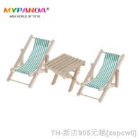 hot【DT】☄◘  1:12 Striped Wooded Beach Recliner Sunbathing Chaise Lounge Dollhouse