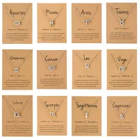 1PC Men Women 12 Horoscope Zodiac Sign Silver Color Pendant Necklace Aries Leo 12 Constellations Choker Jewelry Kids Christmas Gifts