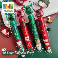 ปากกาโรลเลอร์บอลแบบปากกาลูกลื่น10ปากกาลูกลื่นสี,ปากกาการ์ตูนน่ารักรูปกวางซานตาคลอสของขวัญคริสต์มาสสีสันสดใสปากกาลูกลื่นวันคริสต์มาส