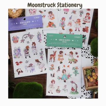 JIANWU 20 Sheets Cute Girl Journal Sticker Gift Box PET Kawaii Stationery  Scrapbooking Decoration Material Diary