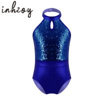 ☇▥∈ Kids Sleeveless Shiny Sequins Backless Gymnastics Leotards Stage Performance Ballet Dance Wear Clothes