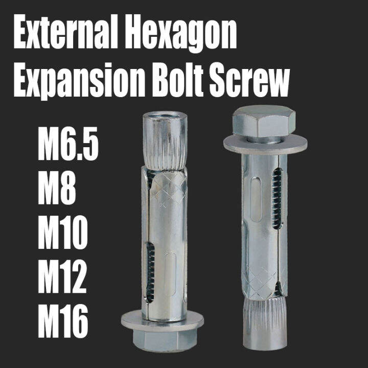 1PCS M6.5 M8 M10 M12 M16 Carbon Steel External Hexagon Expansion Screw