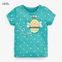 Little Maven 2023เสื้อยืดผ้าฝ้ายเสื้อผ้าเสื้อแขนสั้นฤดูร้อนกับผึ้งตัวเล็กที่น่ารักสำหรับเด็กทารก2ถึง7ปี