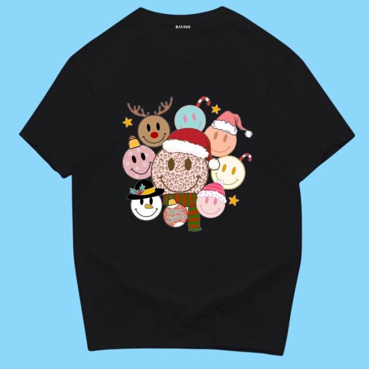 เสื้อยืดสกรีนลาย-christmas-smiley-พร้อมส่ง