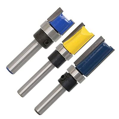 3Pcs 1/4 inch Shank Flush Trim Router Bits Pattern Template Router Bit Set Woodworking Top Bearing Milling Tools
