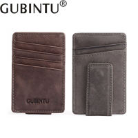 GUBINTU Genuine Leather Mini Slim Mens Wallet Money Clip Business Id Credit Card Case Holder Mens Card Wallets Coins Pocket
