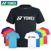 Yonex เสื้อกีฬาพิมพ์เสื้อยืดแขนสั้นธรรมดาแบดมินตัน Kaus Training ใส่สบายระบายอากาศได้ดีเสื้อยืดผ้าตาข่าย Lin Dan อบอุ่น