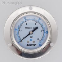 Back Mount 1/8 1/4 BSP NPT Male 60mm Dial Pressure Gauge SUS 304 Stainless Steel Bar PSI Display N2 Steam Pneumatic Homebrew