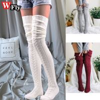 hotx【DT】 Wool Stockings Warm Knitted Over Knee Socks Leg Warmer Female Thigh Warmers