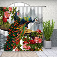 Birds Decor Elegant Peas In Peony ดอกไม้ผ้าม่านอาบน้ำโรคราน้ำค้างผ้าโพลีเอสเตอร์ตกแต่งห้องน้ำ Bath Curtain