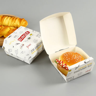 ไก่ทอด Takeaway กล่องอาหารกลางวันกระดาษขี้ผึ้งทิ้งบรรจุภัณฑ์อาหารแซนวิชแฮมเบอร์เกอร์กล่อง100ชิ้นล็อต