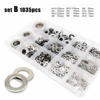 Total 555/1035pcs M1.6 M2 M2.5 M3 M3.5 M4 M5 M6 M8 M10 M12 M16 304 Stainless Steel Flat Washer Set Plain Gasket Assortment Kit Nails  Screws Fasteners