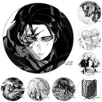 Black with White Attack on Titan 58mm Anime Comic Styles Brooch Cosplay Badge Cool Guy Pins Eren Jager Levi Ackerman Brooches
