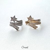 Shooting star ear cuff. (ต่างหูแบบเกาะหู งานชุบทองคำขาว เพชร CZ)