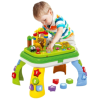 Kids castle โต๊ะกิจกรรมตัวต่อสวนสัตว์   School IQ Learning Table 47 ชิ้น