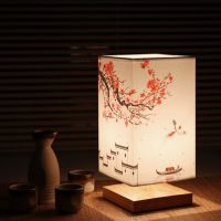 Retro Antique Bedside Lamp Wood Base Fabric Lampshades Table Creative Night Lights Lamps For the Bedroom Decoration Bedside Lamp