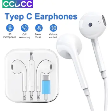 Wired USB Type-C Headphones Stereo Bass Earbuds With Mic For